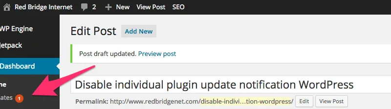 Disable individual plugin update notification WordPress