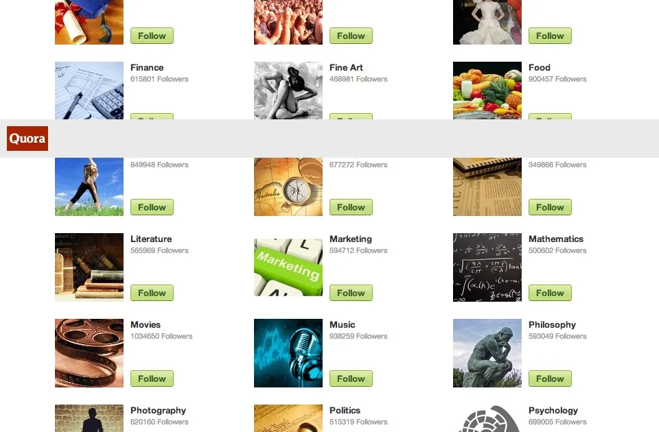 Quora Welcome Screen