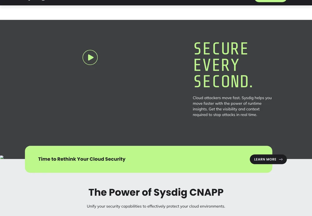 sysdig.com in 2023: The Lumen brand refresh, designed by Skona.
