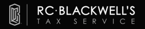 RC Blackwell's Tax Service black and white logo
